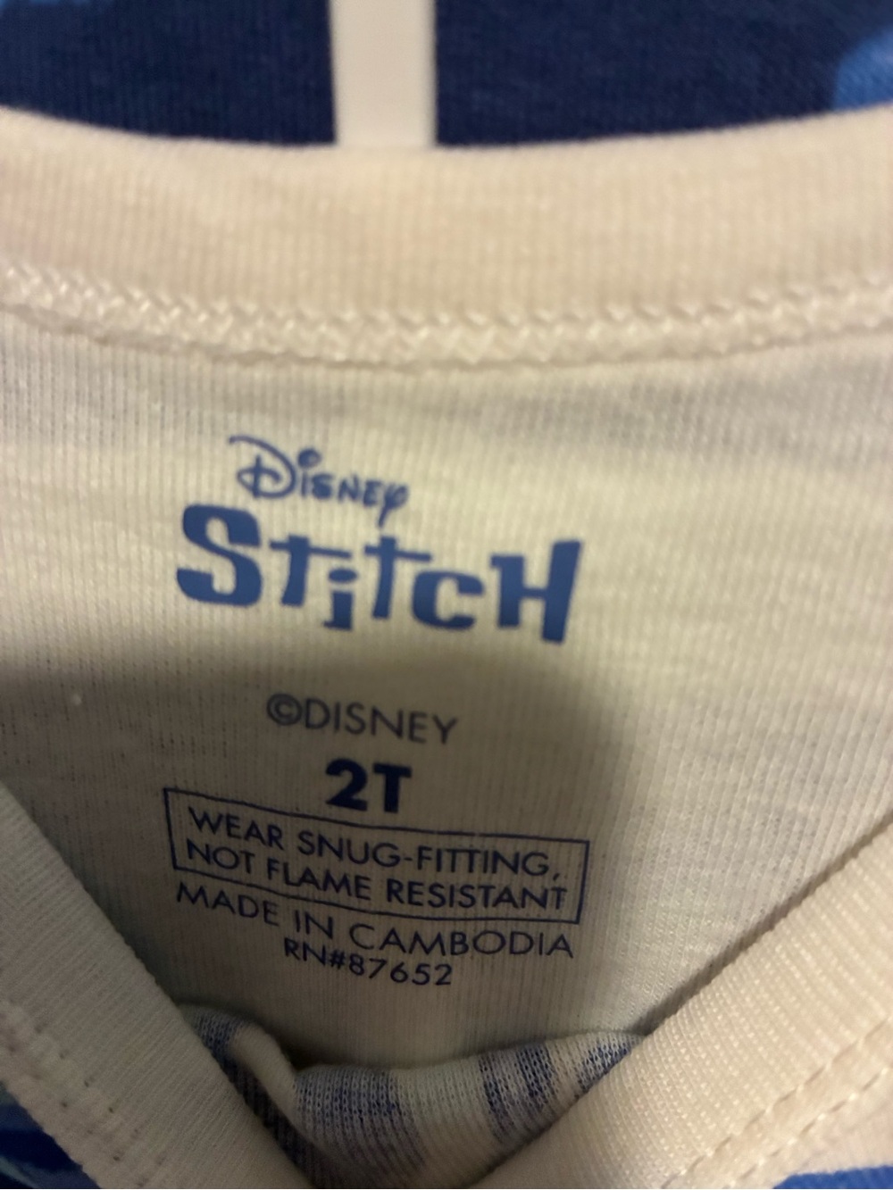 Disney Stitch 2-Piece Pajama Set Lot 2T Cream Navy NWT - Picture 5 of 5